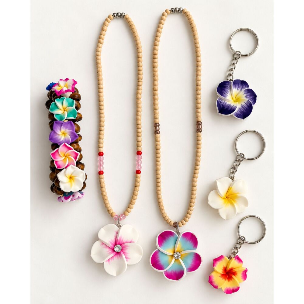 Hawaiian Plumeria Jewelry & Accessories Set, 6 Pieces, Purchased in Waikiki